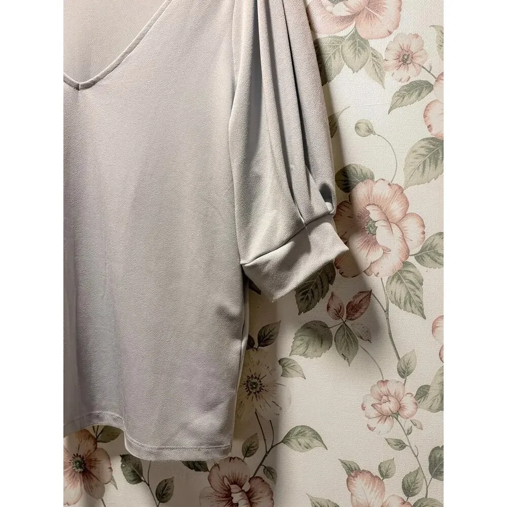 Banana Republic Womens XS Light Blue Puff Sleeve Blouse V-Neck Stretch Top